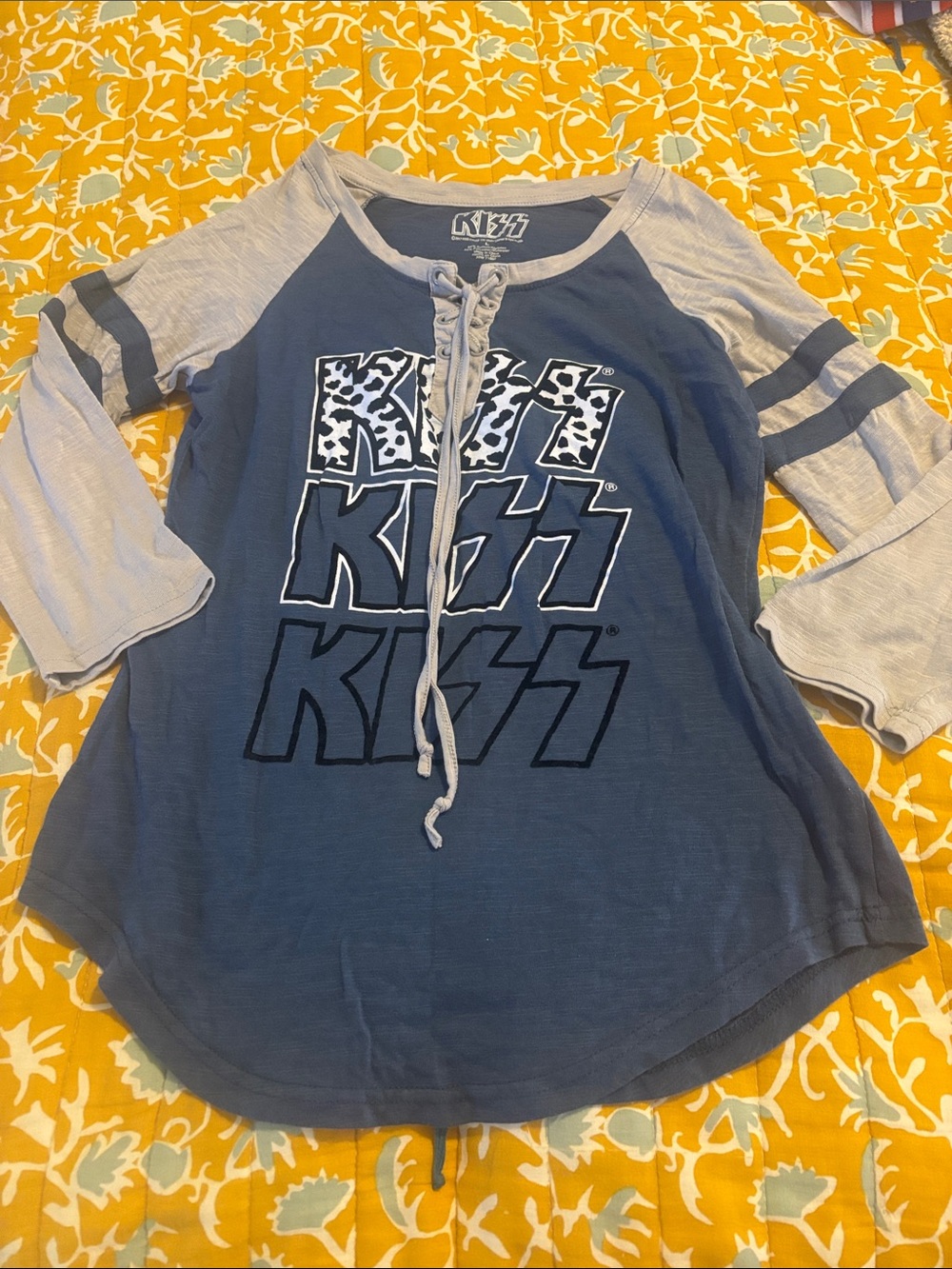Women’s Retro KISS Raglan Tee Band Top 70s Rock